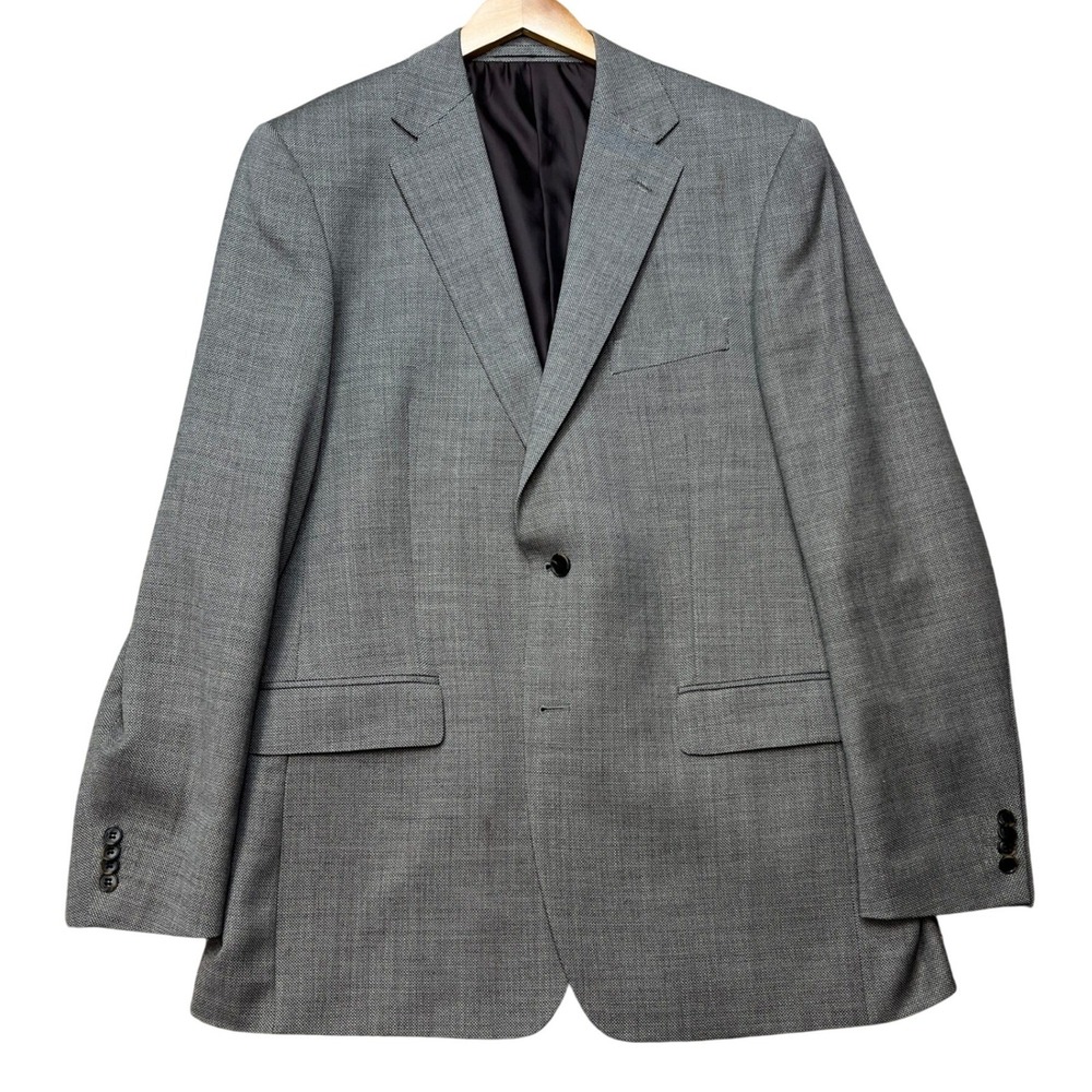 Tailorbyrd Blazer Mens 42L Gray Brown Micro-Check Two-Button Notch Lapel Jacket